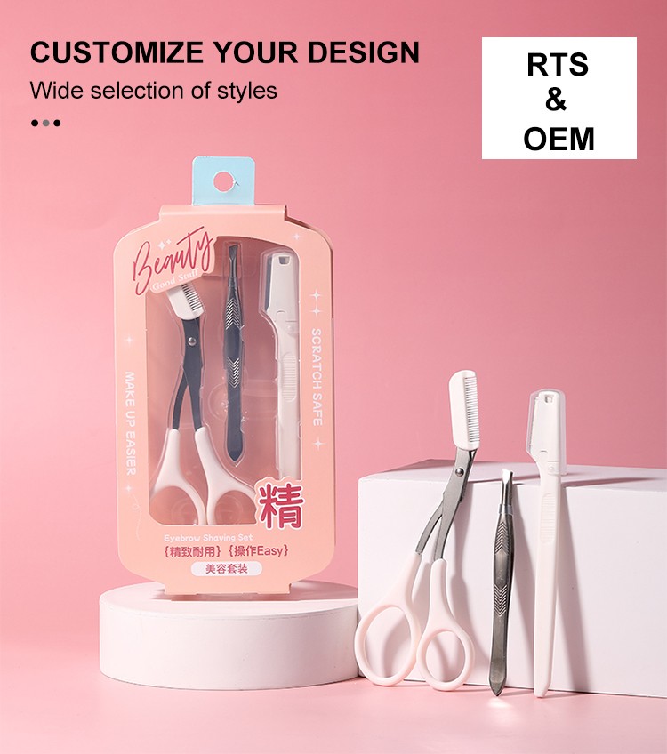 3 in 1 Eyebrow Trimmer Set JJF16 Tools High Precision Eyebrow Clip with Comb Travel White Beauty Eyebrow Scissor 3 in 1 Eyebrow Trimmer Set JJF16 Tools High Precision Eyebrow Clip with Comb Travel White Beauty Eyebrow Scissor