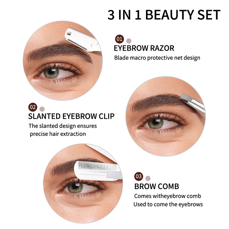 3 in 1 Eyebrow Trimmer Set JJF16 Tools High Precision Eyebrow Clip with Comb Travel White Beauty Eyebrow Scissor 3 in 1 Eyebrow Trimmer Set JJF16 Tools High Precision Eyebrow Clip with Comb Travel White Beauty Eyebrow Scissor