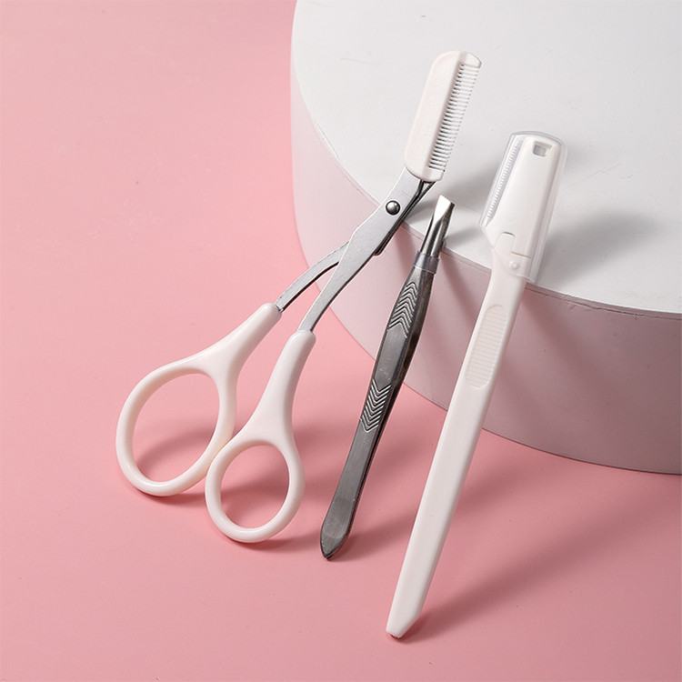 3 in 1 Eyebrow Trimmer Set JJF16 Tools High Precision Eyebrow Clip with Comb Travel White Beauty Eyebrow Scissor 3 in 1 Eyebrow Trimmer Set JJF16 Tools High Precision Eyebrow Clip with Comb Travel White Beauty Eyebrow Scissor