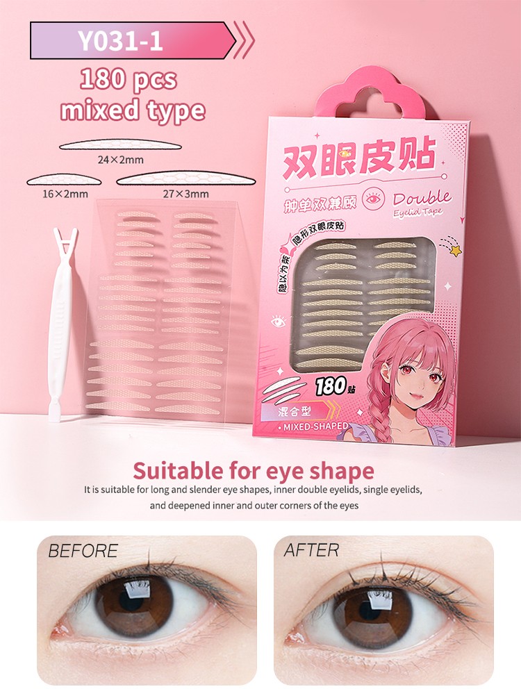 Natural Sticky Waterproof Lace Double Eyelid Tape Clear Stripe Big Eyes Invisible Double Eyelid Stickers Eye Lift Makeup Tool Y031