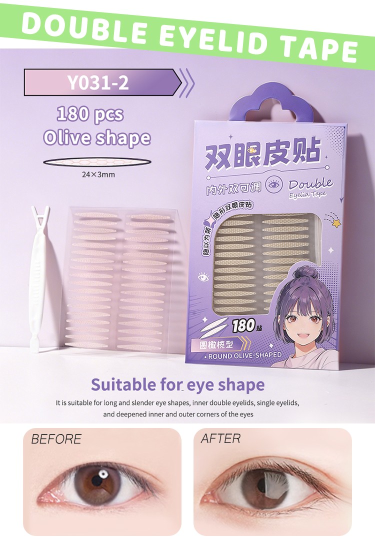 Natural Sticky Waterproof Lace Double Eyelid Tape Clear Stripe Big Eyes Invisible Double Eyelid Stickers Eye Lift Makeup Tool Y031