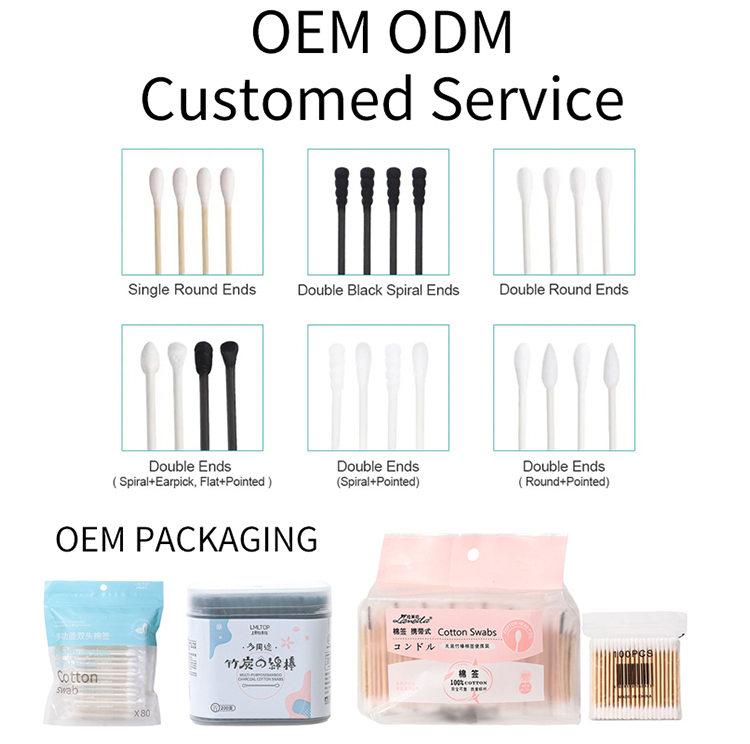 Bulk Pack 100PCS Eco-Friendly Double Ended Cotton Swabs Stickers High Absorbency Cotton Buds Applicators for Daily Cleaning Care CXT099