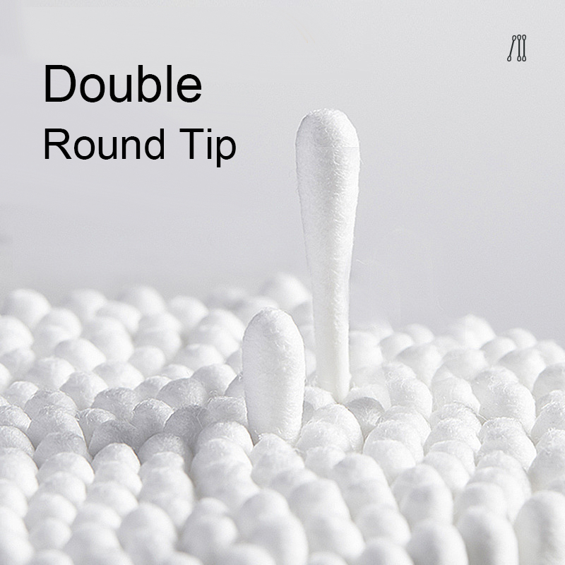 Bulk Pack 100PCS Eco-Friendly Double Ended Cotton Swabs Stickers High Absorbency Cotton Buds Applicators for Daily Cleaning Care CXT099