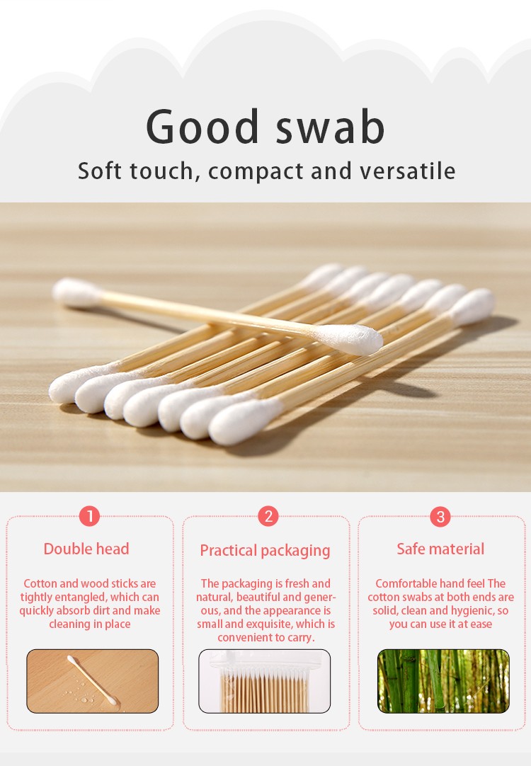 Bulk Pack 100PCS Eco-Friendly Double Ended Cotton Swabs Stickers High Absorbency Cotton Buds Applicators for Daily Cleaning Care CXT099