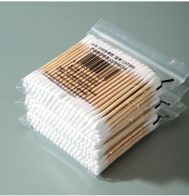 Bulk Pack 100PCS Eco-Friendly Double Ended Cotton Swabs Stickers High Absorbency Cotton Buds Applicators for Daily Cleaning Care CXT099