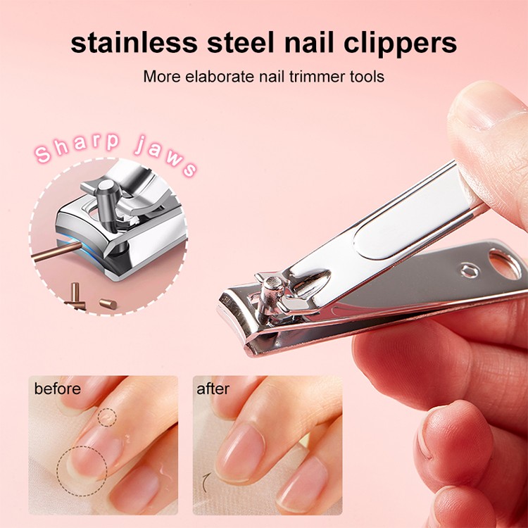 2Pcs Stainless Steel Nail Clippers Manicure Beauty Tool JJF22 Silver Flat Diagonal Finger Toe Nail Cutter Set Foot Care