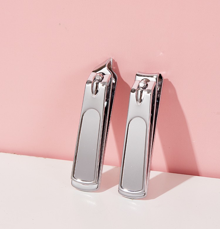 2Pcs Stainless Steel Nail Clippers Manicure Beauty Tool JJF22 Silver Flat Diagonal Finger Toe Nail Cutter Set Foot Care
