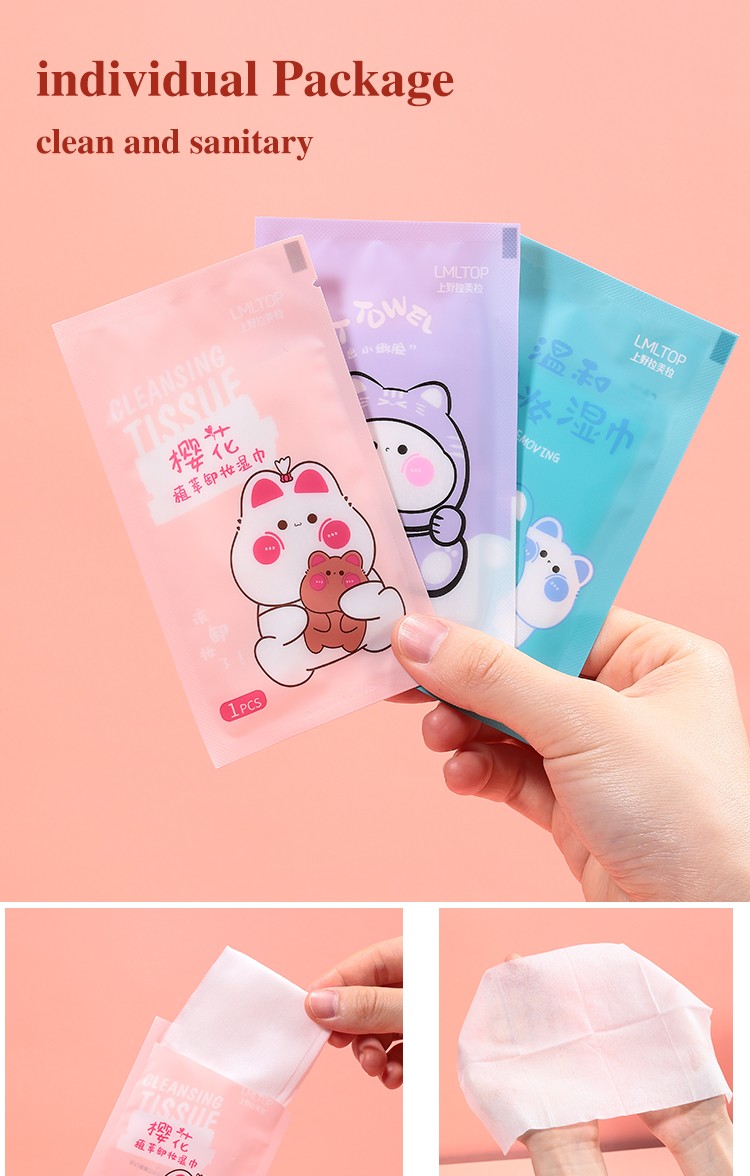 Custom Logo LMLTOP Makeup Remover Wipes Face Product Facial Deep Cleansing 10pcs Non-woven Pockey Lady Wet Wipes Makeup Tools SY903