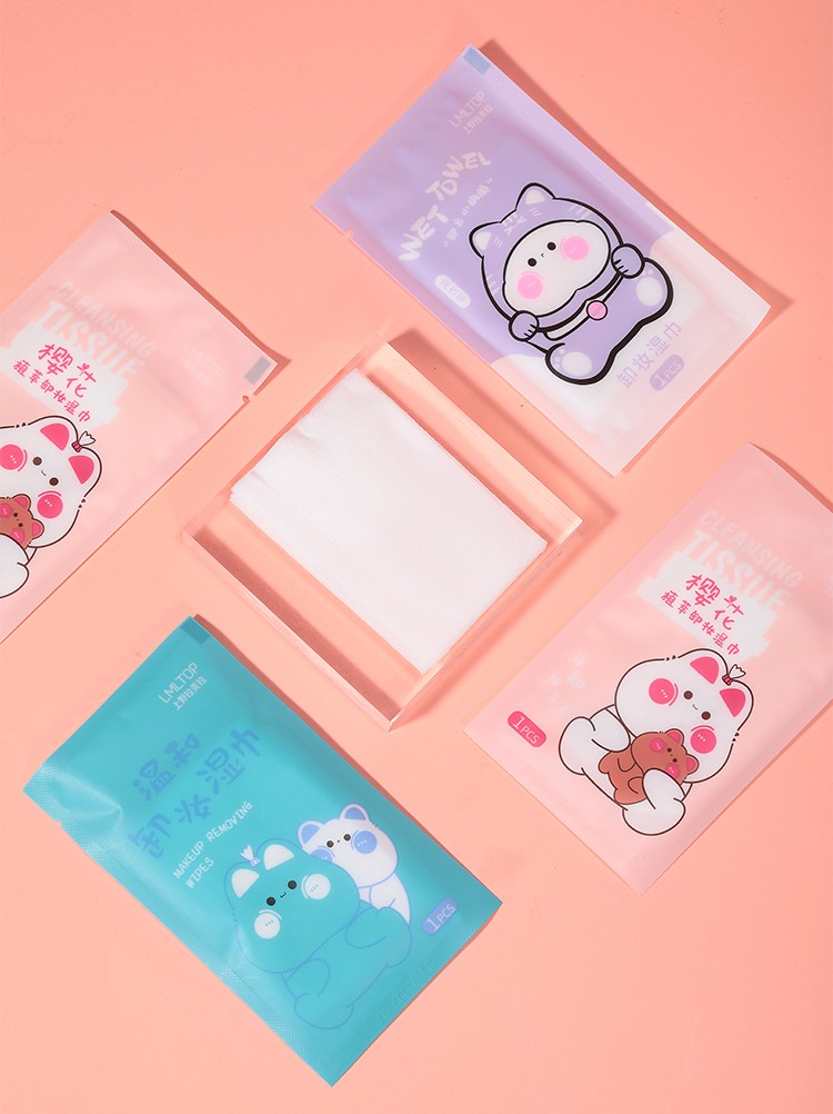 Custom Logo LMLTOP Makeup Remover Wipes Face Product Facial Deep Cleansing 10pcs Non-woven Pockey Lady Wet Wipes Makeup Tools SY903