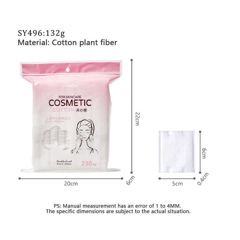 Factory Direct Organic Cotton Pads Disposable High water absorption facial cotton makeup pads Sandwich makeup remover pads SY496