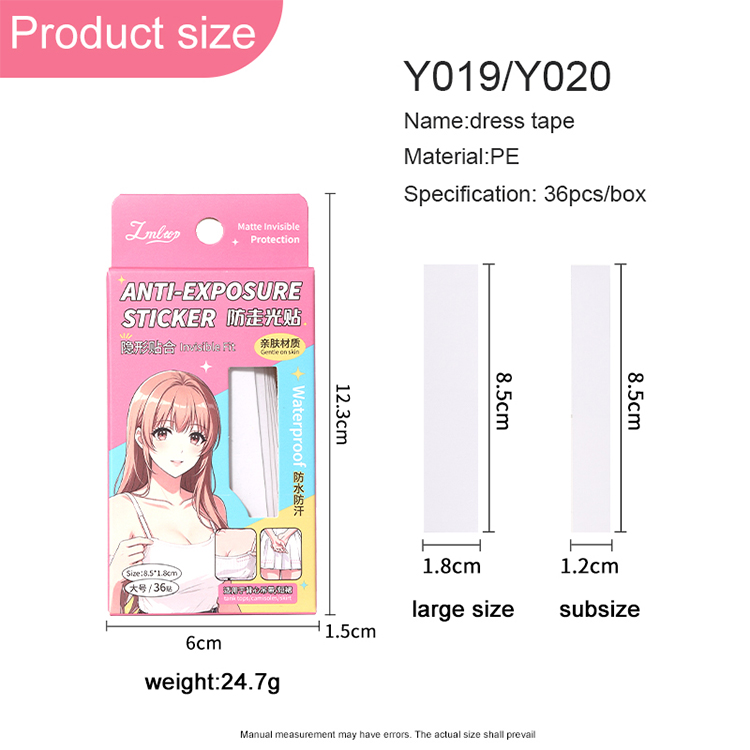 LMLTOP 36 Strips Invisible Fashion Dress Tape Clear Anti-Slip Adhesive Dress Fixing Tape for Strapless Tops