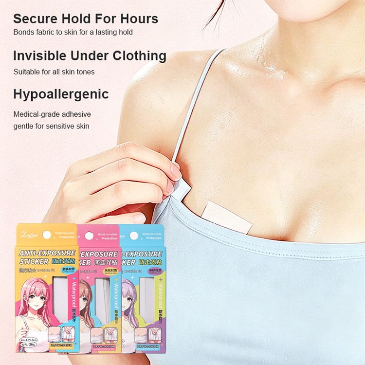 LMLTOP 36 Strips Invisible Fashion Dress Tape Clear Anti-Slip Adhesive Dress Fixing Tape for Strapless Tops
