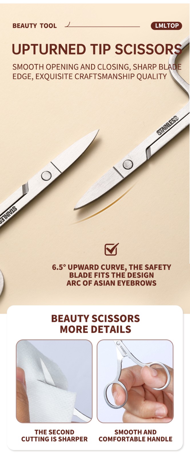 LMLTOP Eyebrow Razor Stainless steel Beauty Scissors Comb Set Tweezers Kit for Precise Shaping US14