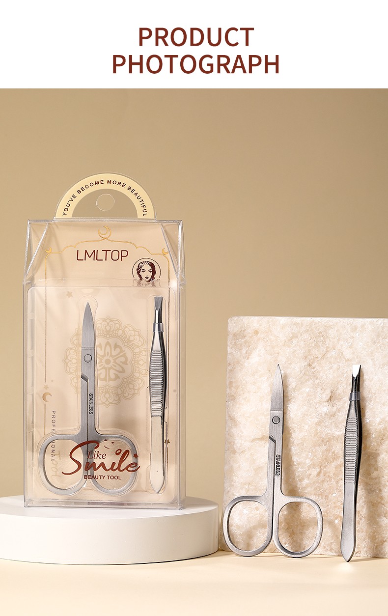 LMLTOP Eyebrow Razor Stainless steel Beauty Scissors Comb Set Tweezers Kit for Precise Shaping US14