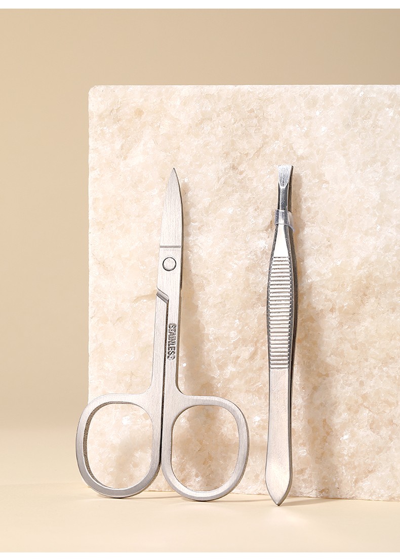 LMLTOP Eyebrow Razor Stainless steel Beauty Scissors Comb Set Tweezers Kit for Precise Shaping US14