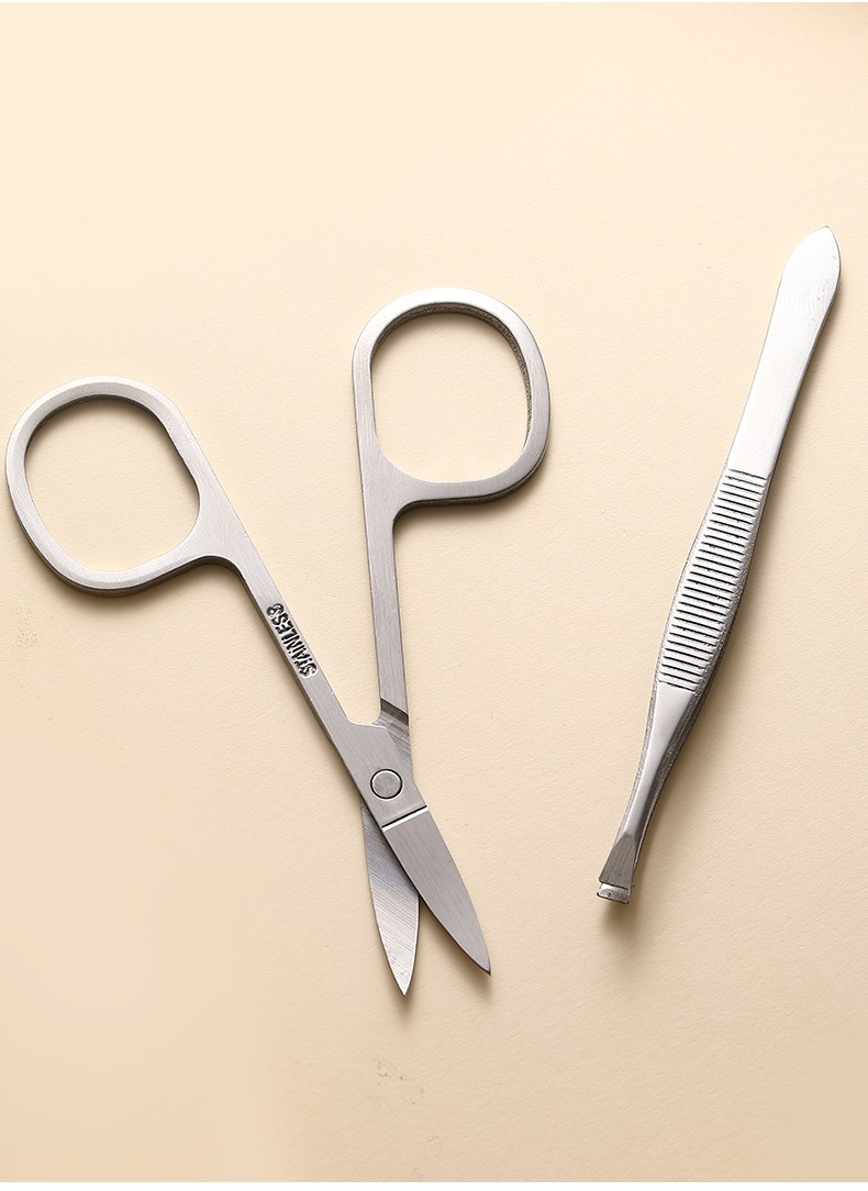 LMLTOP Eyebrow Razor Stainless steel Beauty Scissors Comb Set Tweezers Kit for Precise Shaping US14