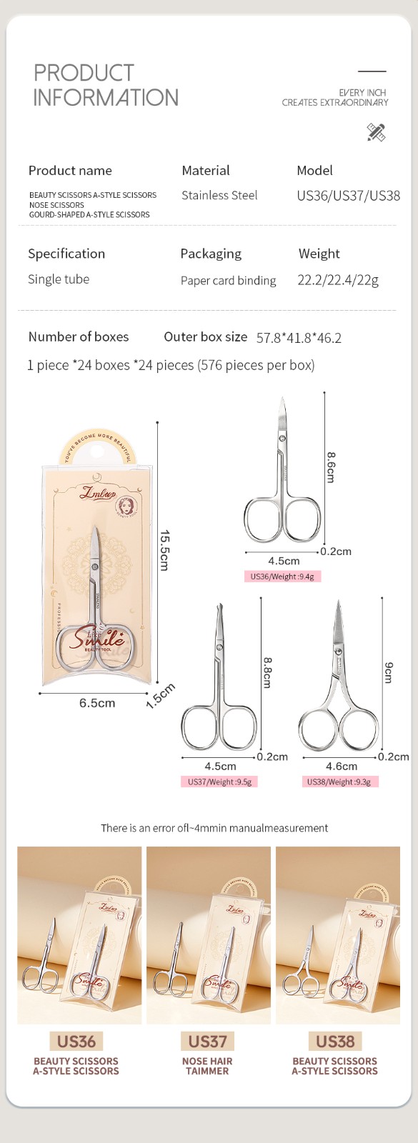 High Quality Portable Multi-functional Eyebrow Scissors Beauty Cuticle Stainless Steel Manicure Finger Nail Barber Scissor US36 High Quality Portable Multi-functional Eyebrow Scissors Beauty Cuticle Stainless Steel Manicure Finger Nail Barber Scissor US36