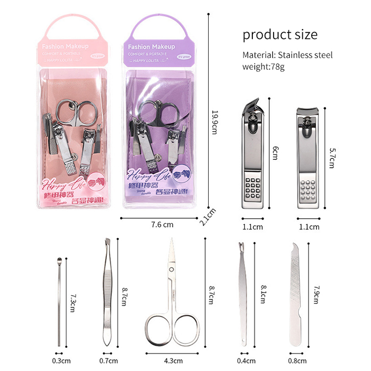 5pcs Stainless Steel Beauty Care Tool Nail LLT19 Trimmer Kit Cartoon Finger Clipper File Manicure Set LLT21