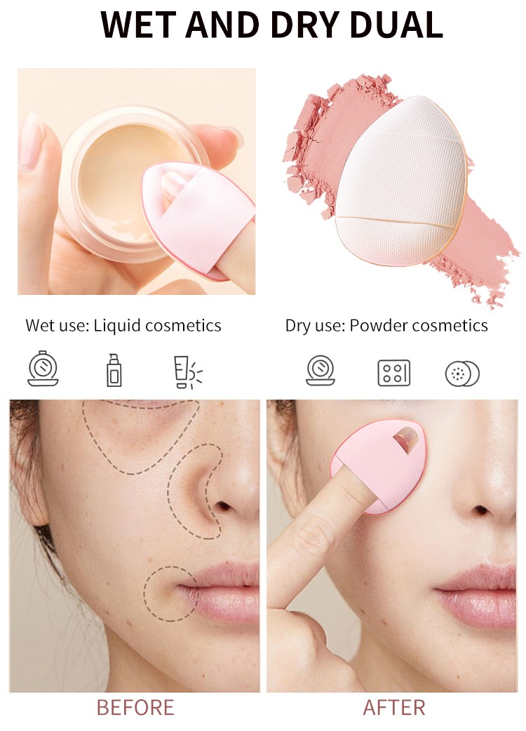LMLTOP OEM New Product Travel Finger Puff Mini Makeup Puff For Female Facial Colorful Makeup Puff Sponge SY253