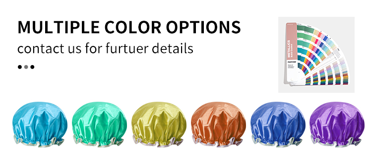 LMLTOP Customized Adjustable EVA Lined Cloth Spa Hotel Travel Bath Cap Double Layer Waterproof Satin Shower Cap JJF40