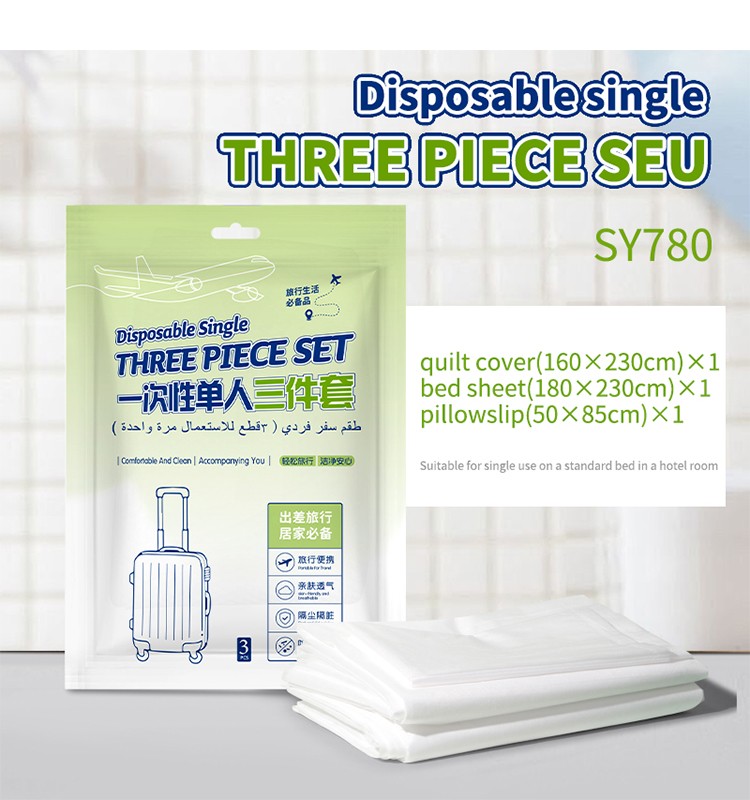 UUKKG Wholesale Disposable Single Bed Sheet Set Portable Travel Bedding with Pillow Cover, for Hotel
