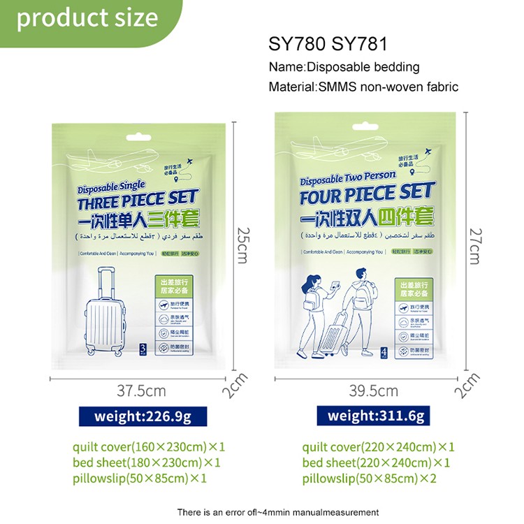 UUKKG Wholesale Disposable Single Bed Sheet Set Portable Travel Bedding with Pillow Cover, for Hotel