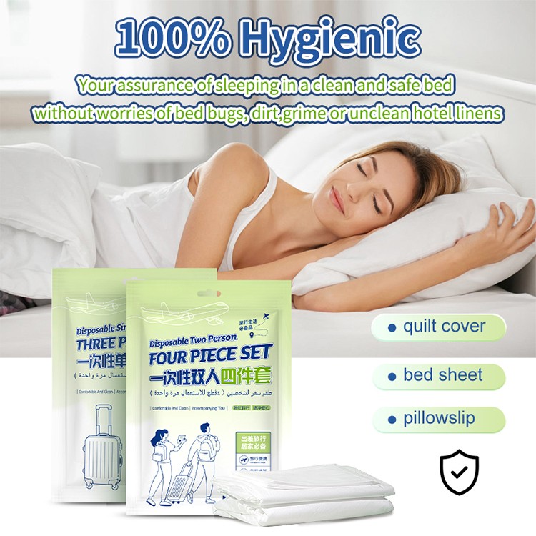 UUKKG Wholesale Disposable Single Bed Sheet Set Portable Travel Bedding with Pillow Cover, for Hotel