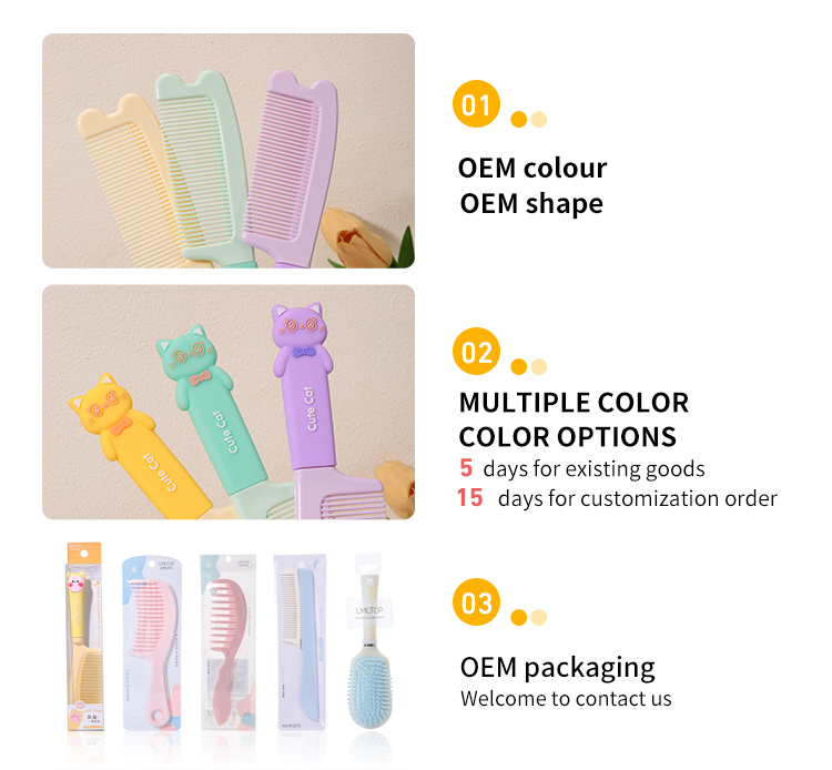LMLTOP OEM Cartoon Handle Plastic Anti Static Hair Comb SY754 Massager Brush Salon Hair Styling Tool Detangle Brush