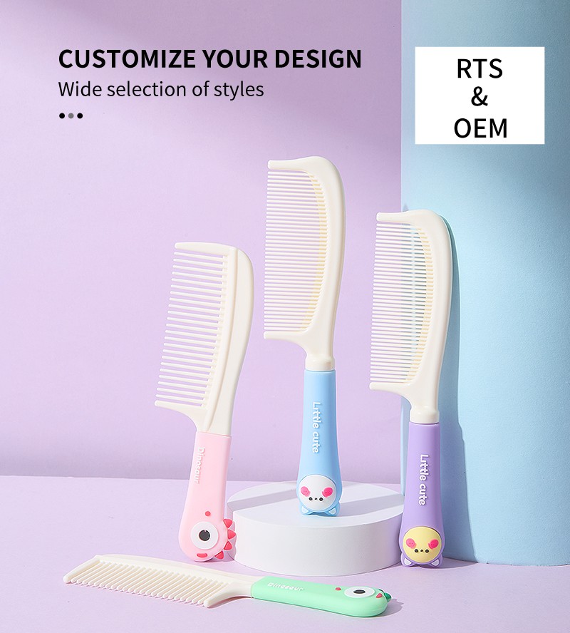 Wholesale Silicone Cartoon Handle Wide Tooth Hair Brush SY776-77 Cute Hair Comb for Straight Curly Hair Plastic Massager Comb sy777
