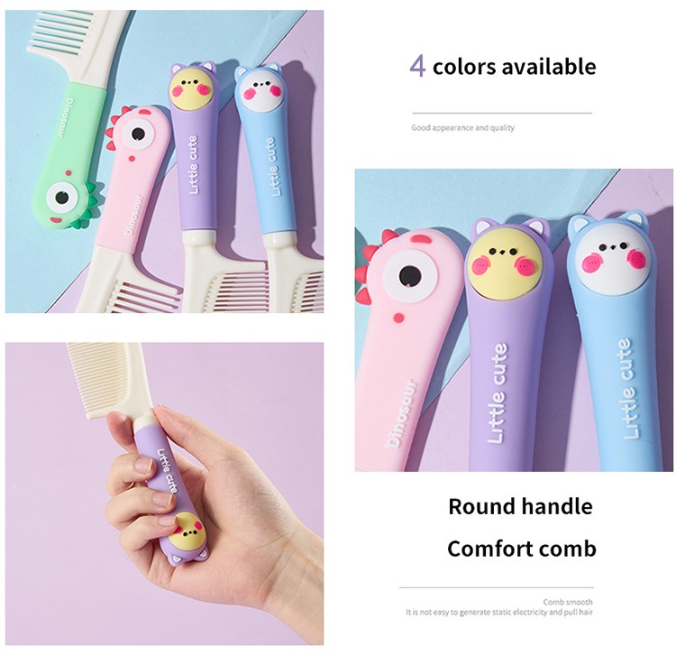 Wholesale Silicone Cartoon Handle Wide Tooth Hair Brush SY776-77 Cute Hair Comb for Straight Curly Hair Plastic Massager Comb sy777