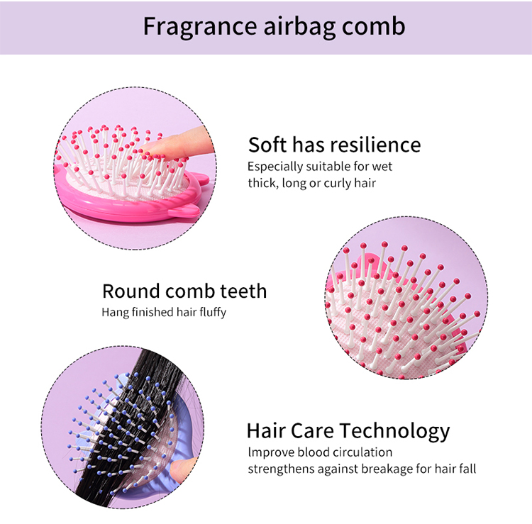 LMLTOP Mini Wet/Dry Travel Hair Comb SY773 Cute Airbag Massage Comb for Home Use with Custom Logo All Hair Type Brush sy773