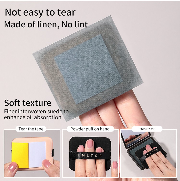 LMLTOP 100pcs OEM ODM Facial Bamboo Charcoal Oil Absorbing Sheets for Face Mirror Case With Puff Cosmetic Oil Blotting Paper