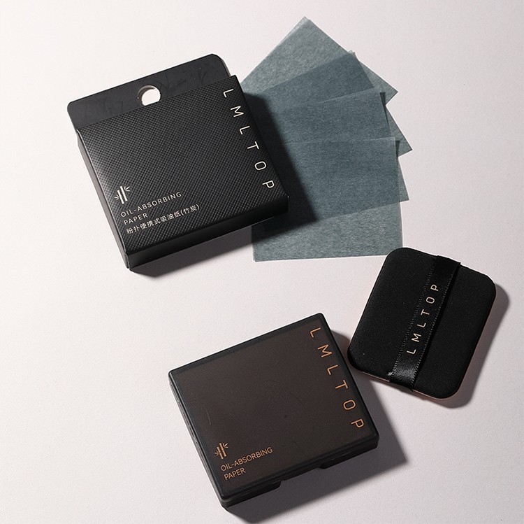 LMLTOP 100pcs OEM ODM Facial Bamboo Charcoal Oil Absorbing Sheets for Face Mirror Case With Puff Cosmetic Oil Blotting Paper