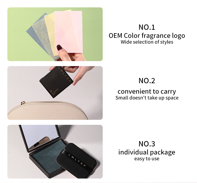 LMLTOP 100pcs OEM ODM Facial Bamboo Charcoal Oil Absorbing Sheets for Face Mirror Case With Puff Cosmetic Oil Blotting Paper
