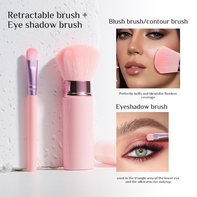 LMLTOP 2pcs Face Eyes Purple pink Makeup Brush Set LLT29 Custom logo Fluffy Hair Eyeshadow Contour Blush Loose Powder Brush