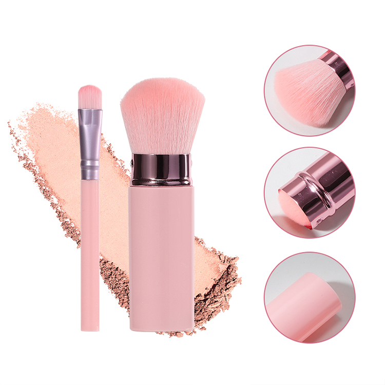 LMLTOP 2pcs Face Eyes Purple pink Makeup Brush Set LLT29 Custom logo Fluffy Hair Eyeshadow Contour Blush Loose Powder Brush