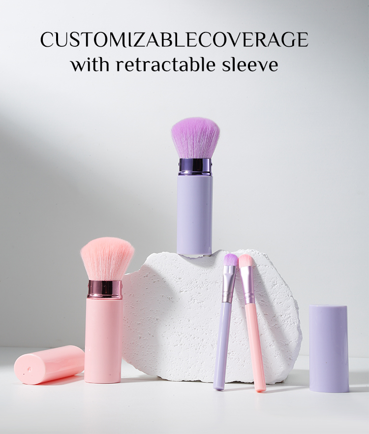 LMLTOP 2pcs Face Eyes Purple pink Makeup Brush Set LLT29 Custom logo Fluffy Hair Eyeshadow Contour Blush Loose Powder Brush