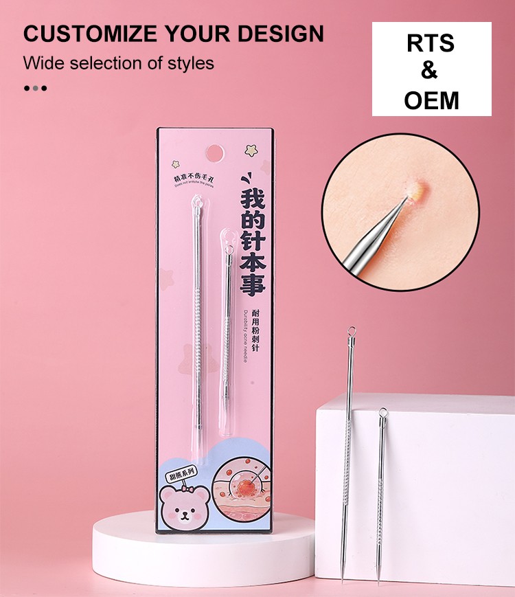 LMLTOP Portable Stainless Steel Acne Needle Blackhead Comedone Extractor Tool Remove Pimple Whitehead for Daily Facial Care TX18