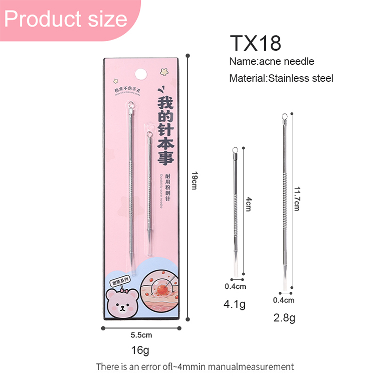 LMLTOP Portable Stainless Steel Acne Needle Blackhead Comedone Extractor Tool Remove Pimple Whitehead for Daily Facial Care TX18