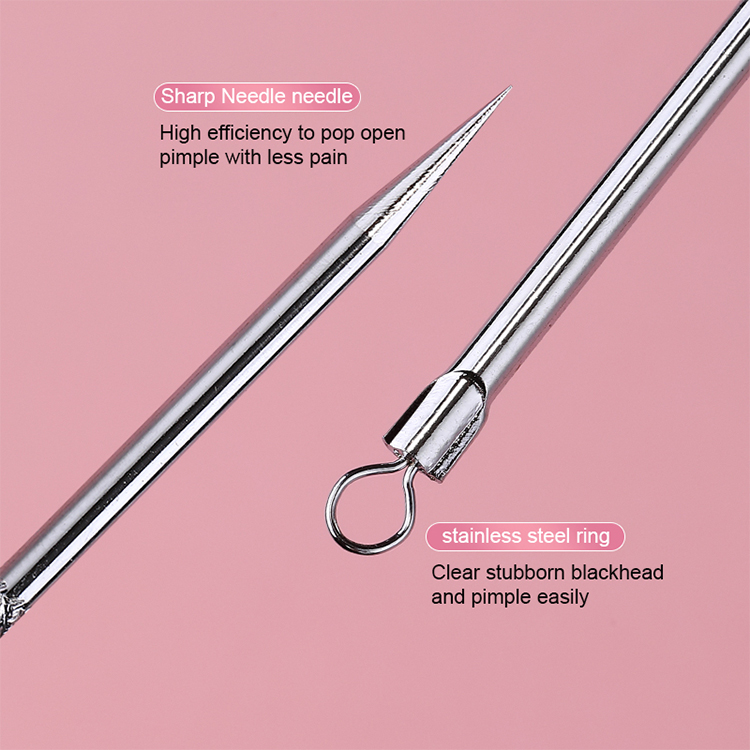 LMLTOP Portable Stainless Steel Acne Needle Blackhead Comedone Extractor Tool Remove Pimple Whitehead for Daily Facial Care TX18