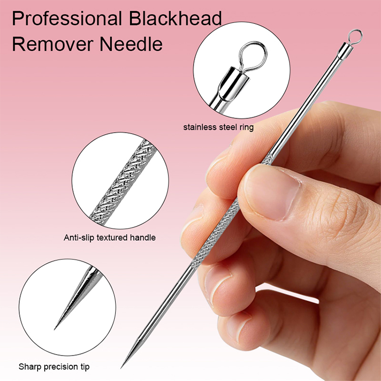 LMLTOP Portable Stainless Steel Acne Needle Blackhead Comedone Extractor Tool Remove Pimple Whitehead for Daily Facial Care TX18