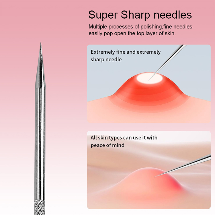 LMLTOP Portable Stainless Steel Acne Needle Blackhead Comedone Extractor Tool Remove Pimple Whitehead for Daily Facial Care TX18