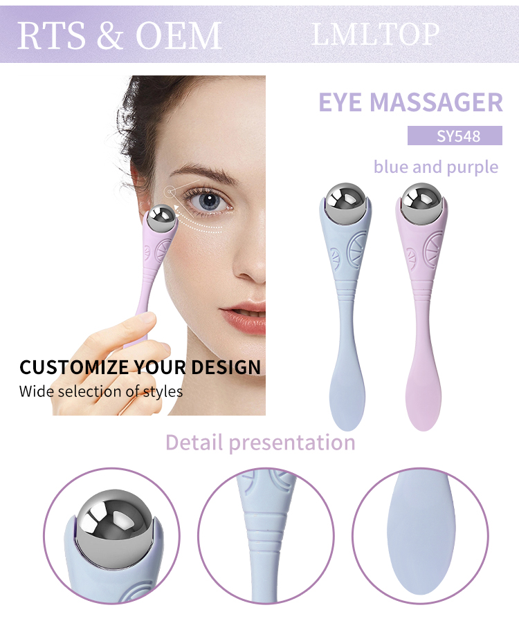 LMLTOP Wholesale Hot Cool Use Anti-Aging Face Ice Eye Facial Roller Massager SY548 Steel Roller Round Ball Plastic Eye Massage SY548