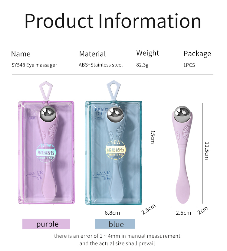 LMLTOP Wholesale Hot Cool Use Anti-Aging Face Ice Eye Facial Roller Massager SY548 Steel Roller Round Ball Plastic Eye Massage SY548