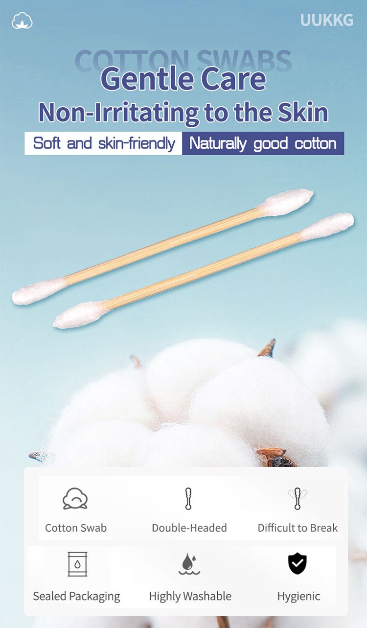 LMLTOP SY630 SY631 100% Natural and Environmentally Friendly Cotton Swab Biodegradable Bamboo Two Head Original Cotton Swabs