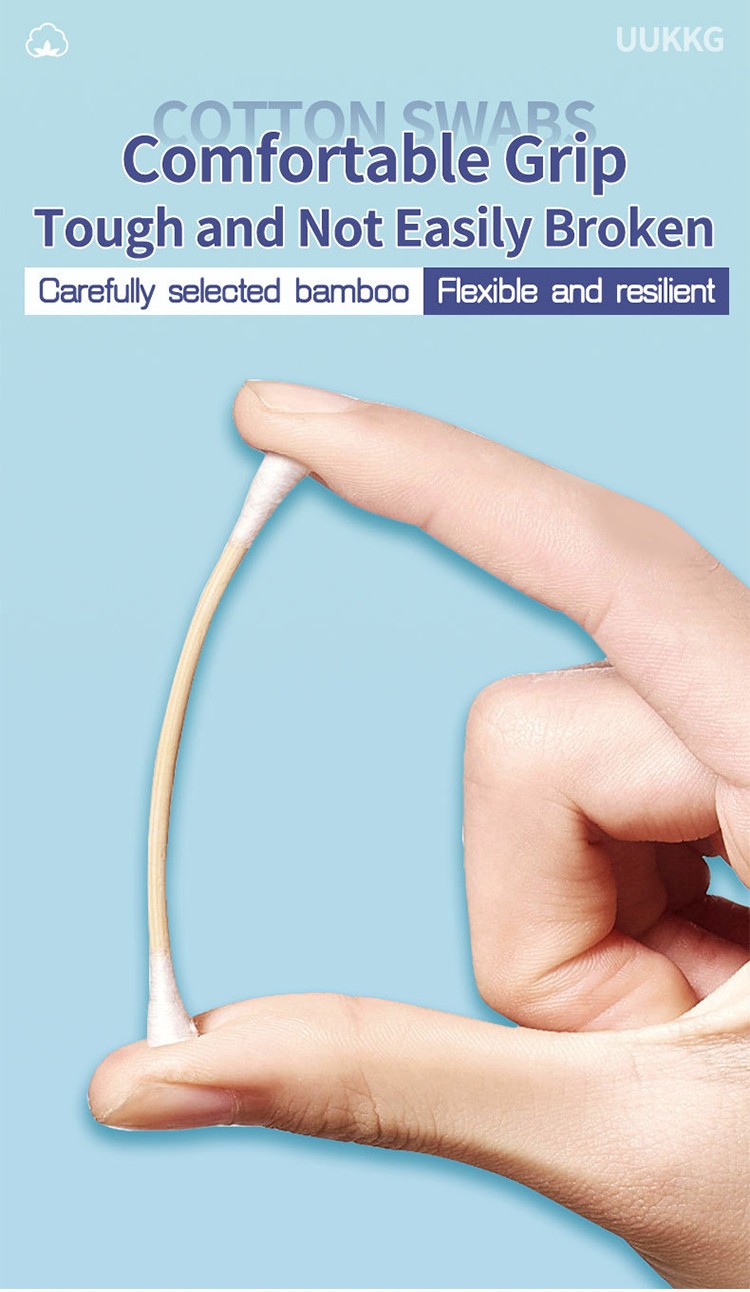 LMLTOP SY630 SY631 100% Natural and Environmentally Friendly Cotton Swab Biodegradable Bamboo Two Head Original Cotton Swabs