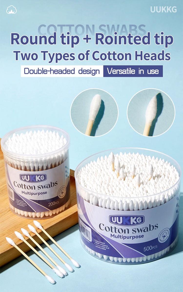 LMLTOP SY630 SY631 100% Natural and Environmentally Friendly Cotton Swab Biodegradable Bamboo Two Head Original Cotton Swabs
