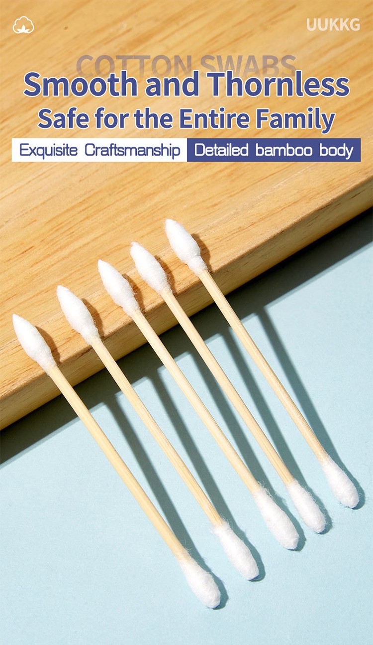 LMLTOP SY630 SY631 100% Natural and Environmentally Friendly Cotton Swab Biodegradable Bamboo Two Head Original Cotton Swabs