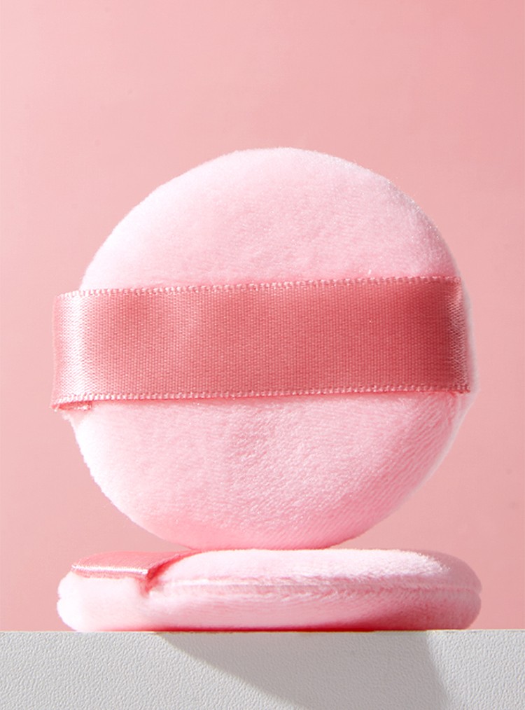 Sweetbear Flocking Puff Cosmetic Face Loose Mineral Powder Puff Private Label Soft Round Makeup Tool Velvet Cotton Powder Puff TX30