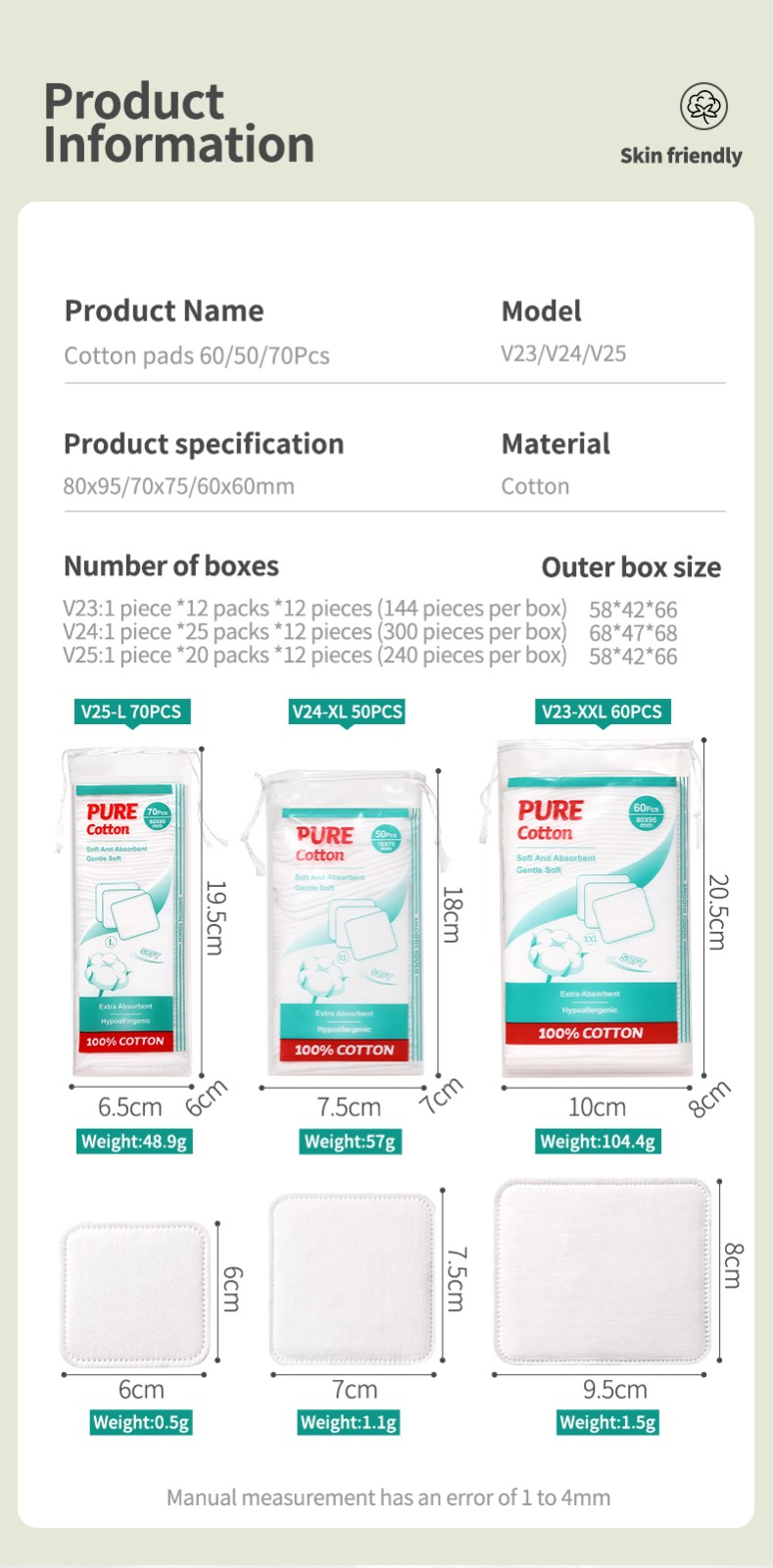 Wholesale Absorbent 100% Pure Cotton Facial Makeup Pads Makeup Remover Pads Cotton Cosmetic Face Pads for Beauty Skincare Care V23 V24 V25
